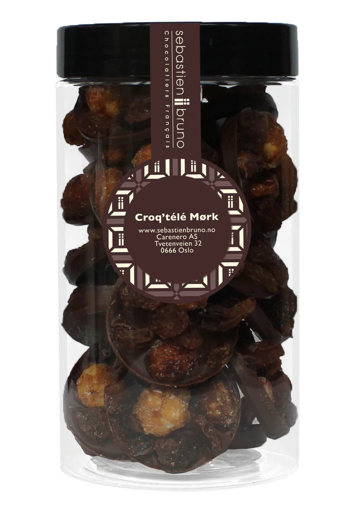 Chocolate wafers with nuts, almonds, and raisins Croq'télé Dark Large