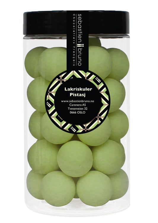 Bolas de regaliz con regaliz salado recubiertas de chocolate blanco y pistacho Grande